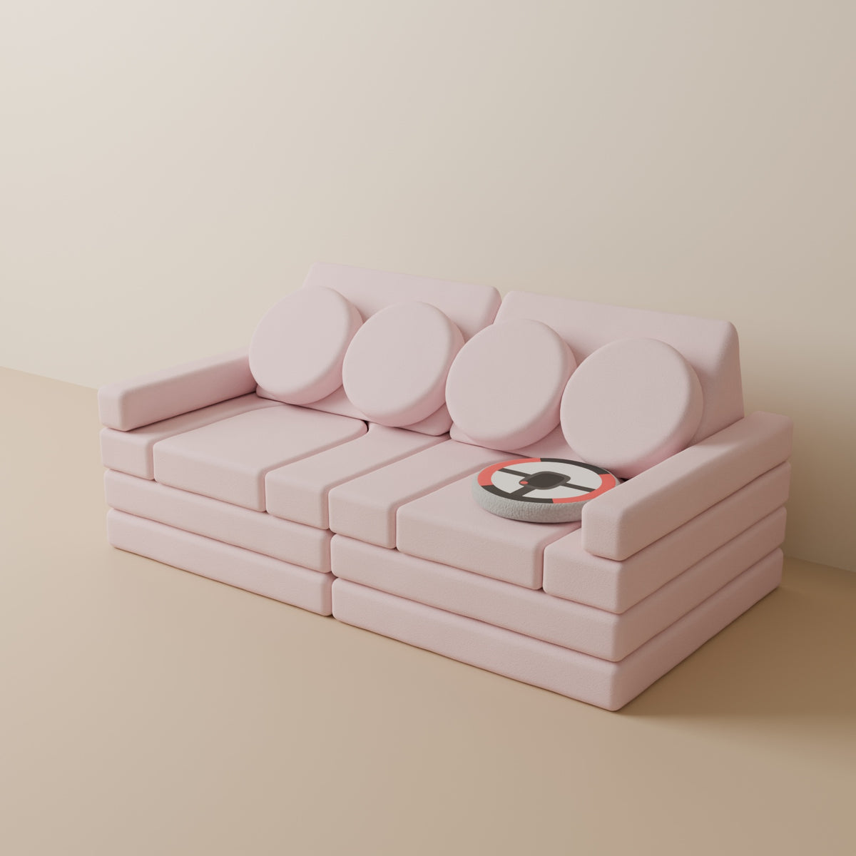 Wuselsofa 14 Teile in 3D, Chenille Rosa #wz3d_Chenille / Rosa