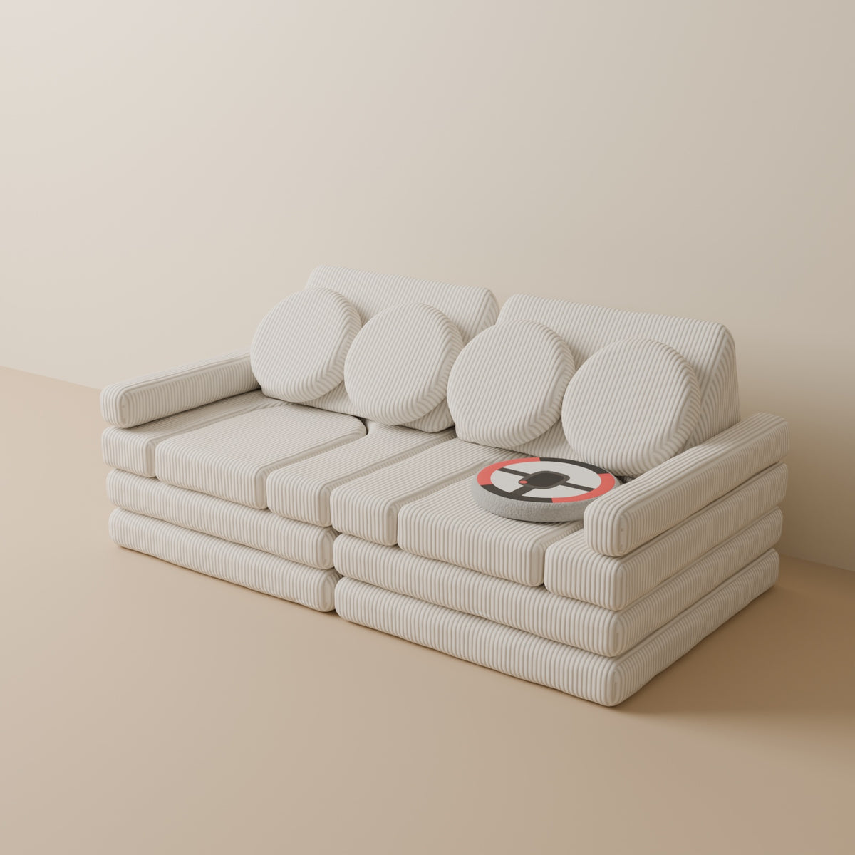 Wuselsofa 14 Teile in 3D, Cord Creme #wz3d_Cord / Creme