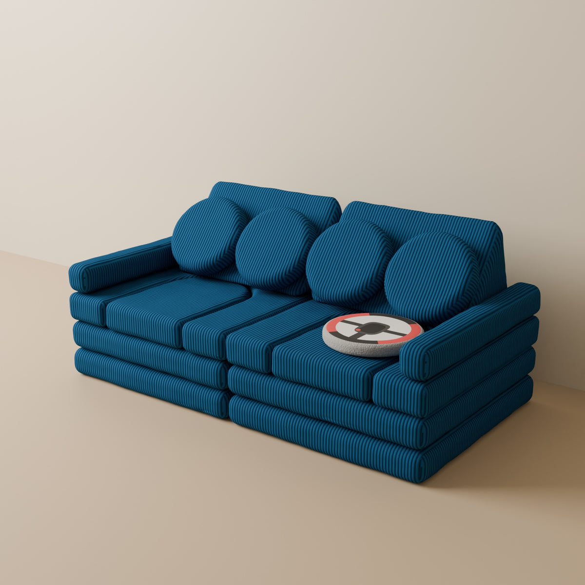 Wuselsofa 14 Teile in 3D, Cord Dunkelblau #wz3d_Cord / Dunkelblau