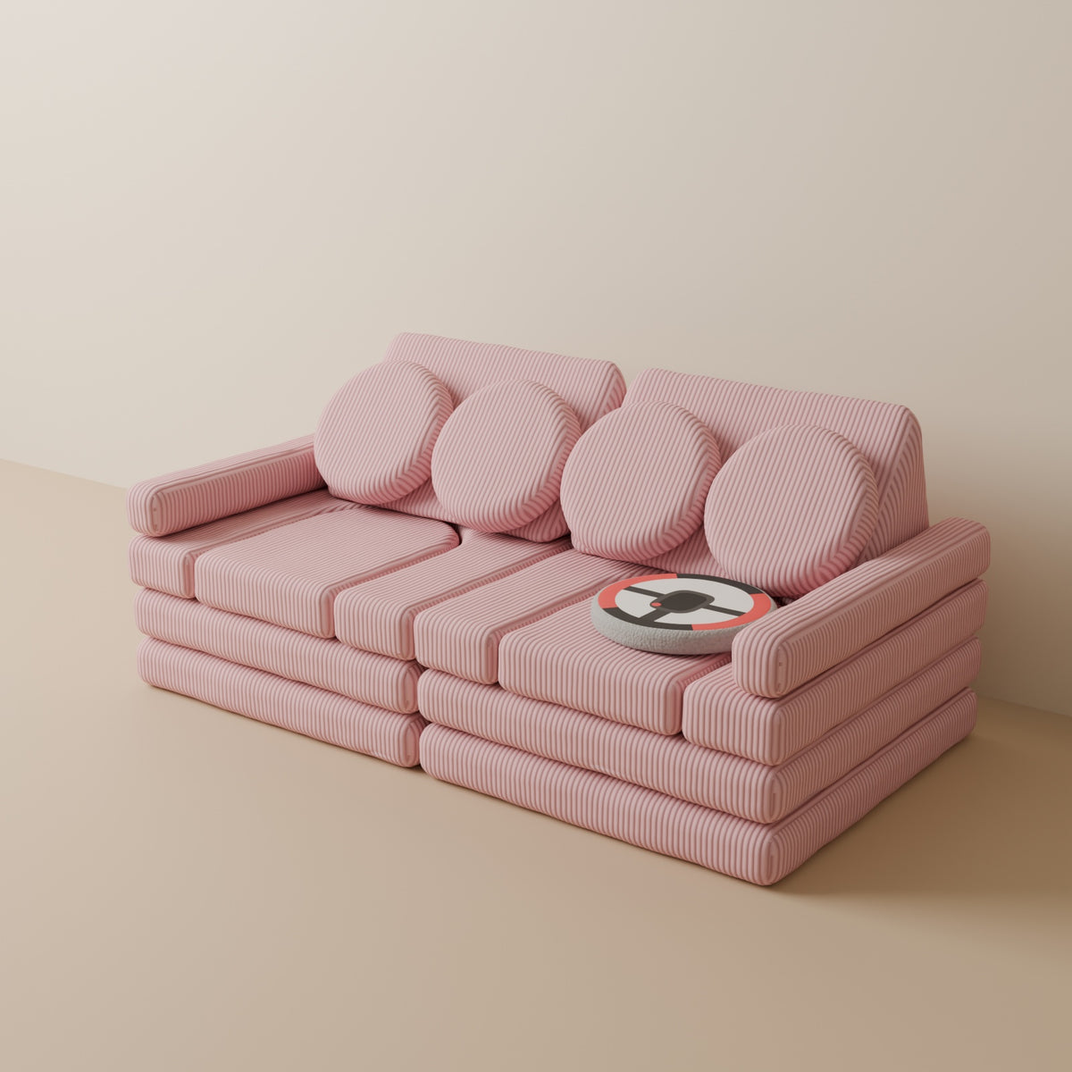 Wuselsofa 14 Teile in 3D, Cord Rosa #wz3d_Cord / Rosa