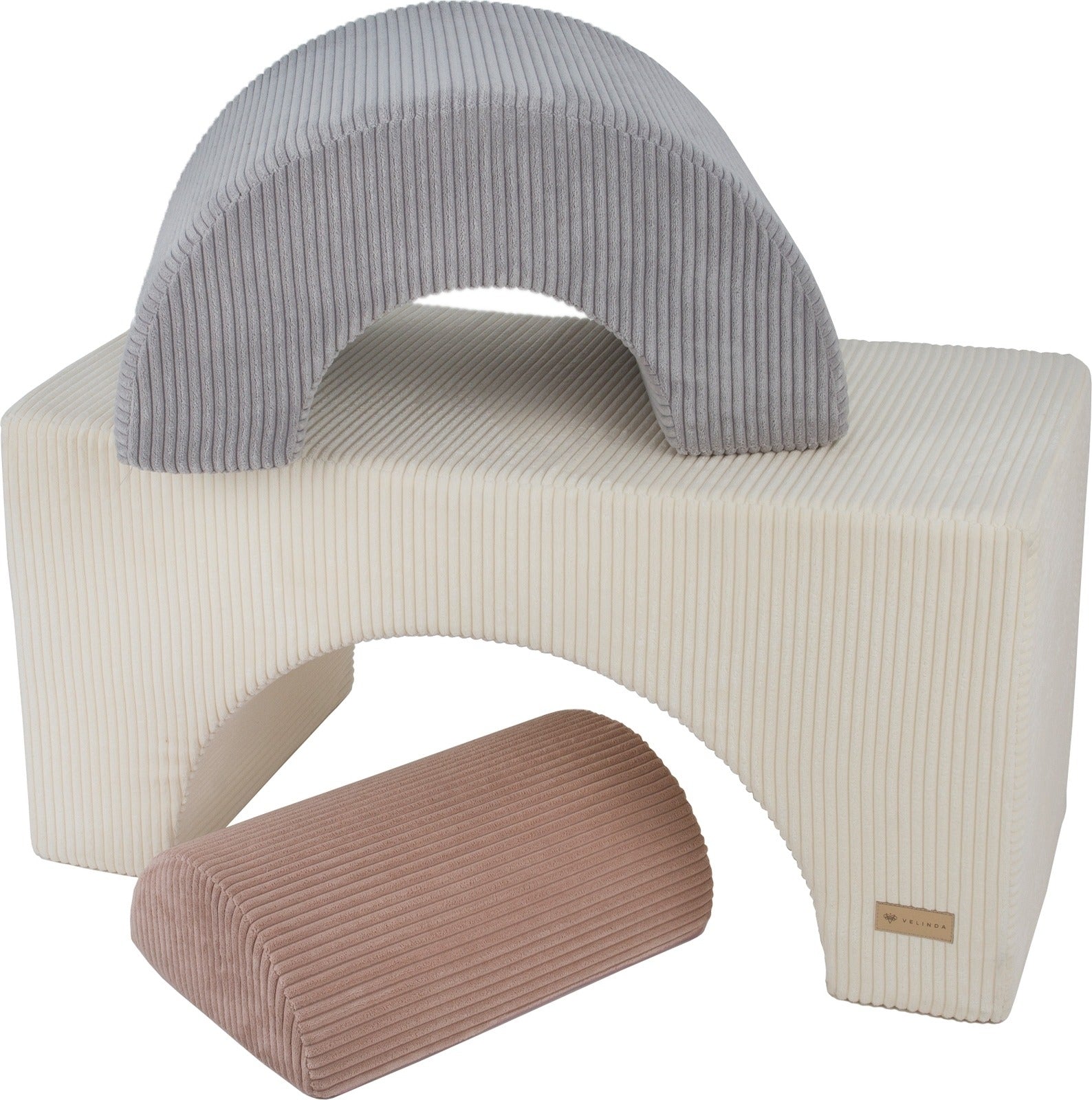 3 XXL-Schaumstoffbausteine Regenbogen-Set in Creme · Grau · Rosa