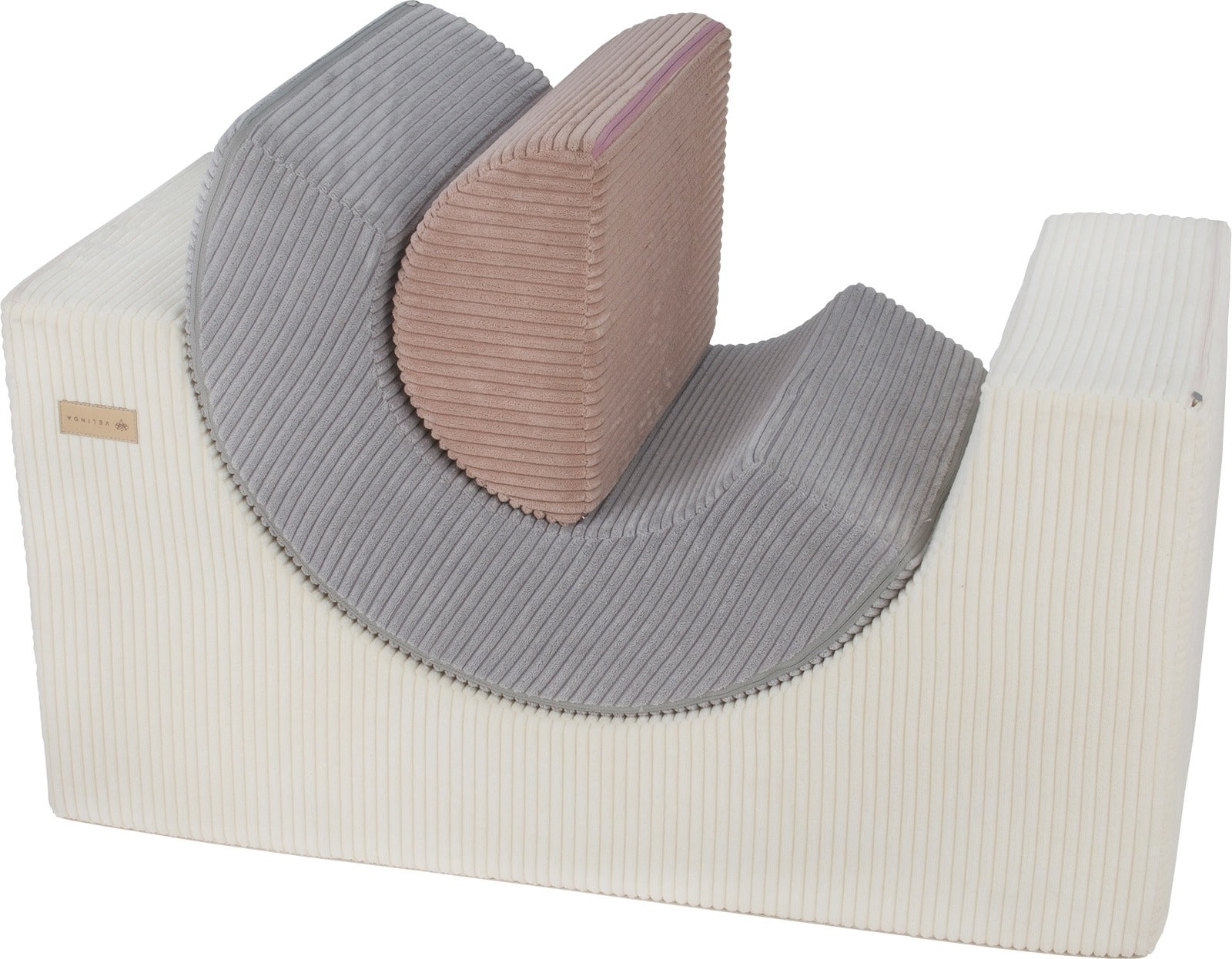 3 XXL-Schaumstoffbausteine Regenbogen-Set in Creme · Grau · Rosa