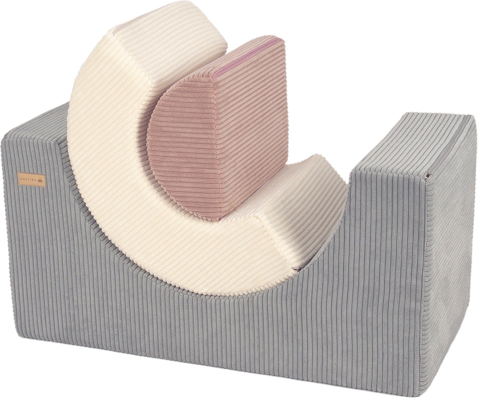 3 XXL-Schaumstoffbausteine Regenbogen-Set in Grau · Creme · Rosa