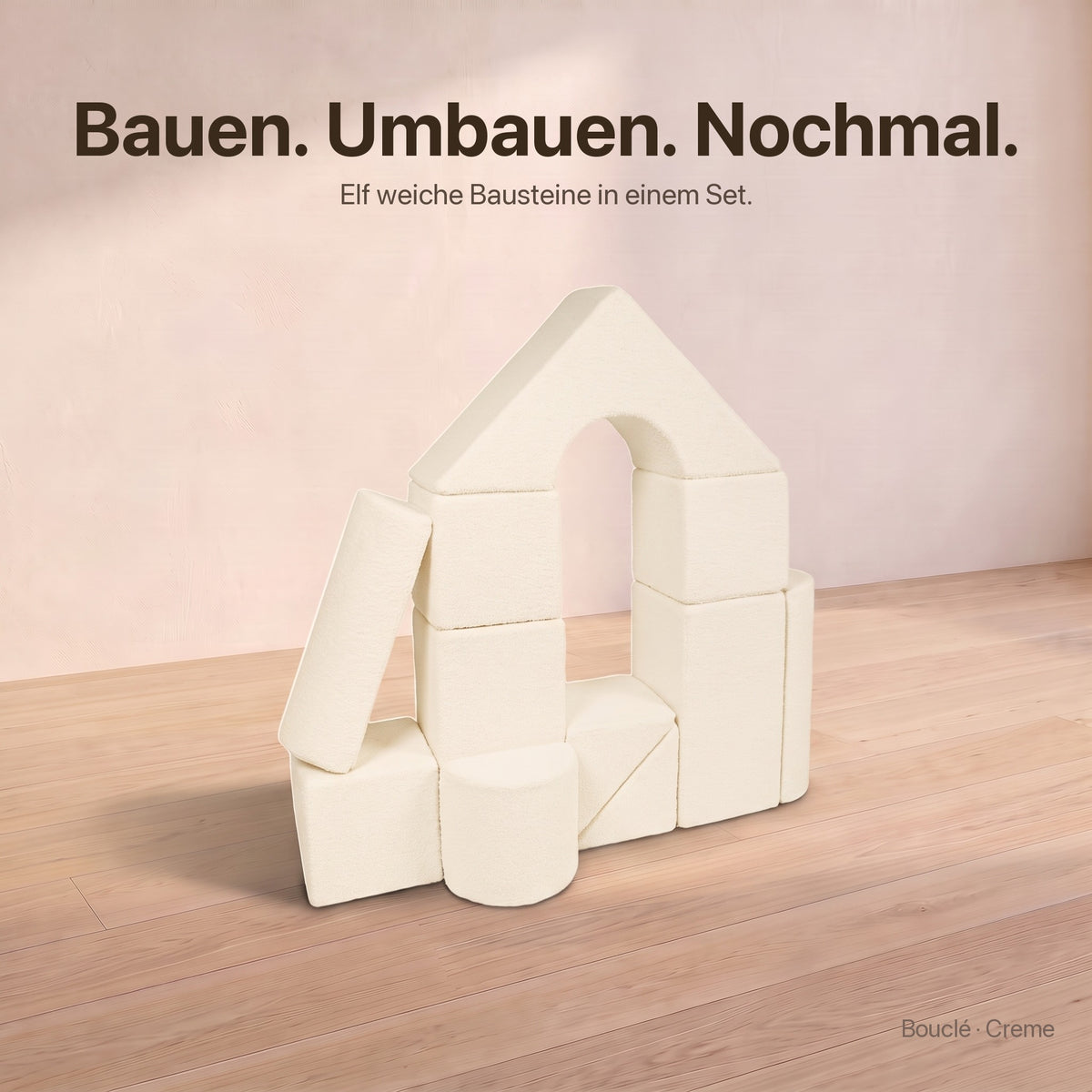 Schloss-Set 11 Schaumstoffbausteine in Bouclé Creme