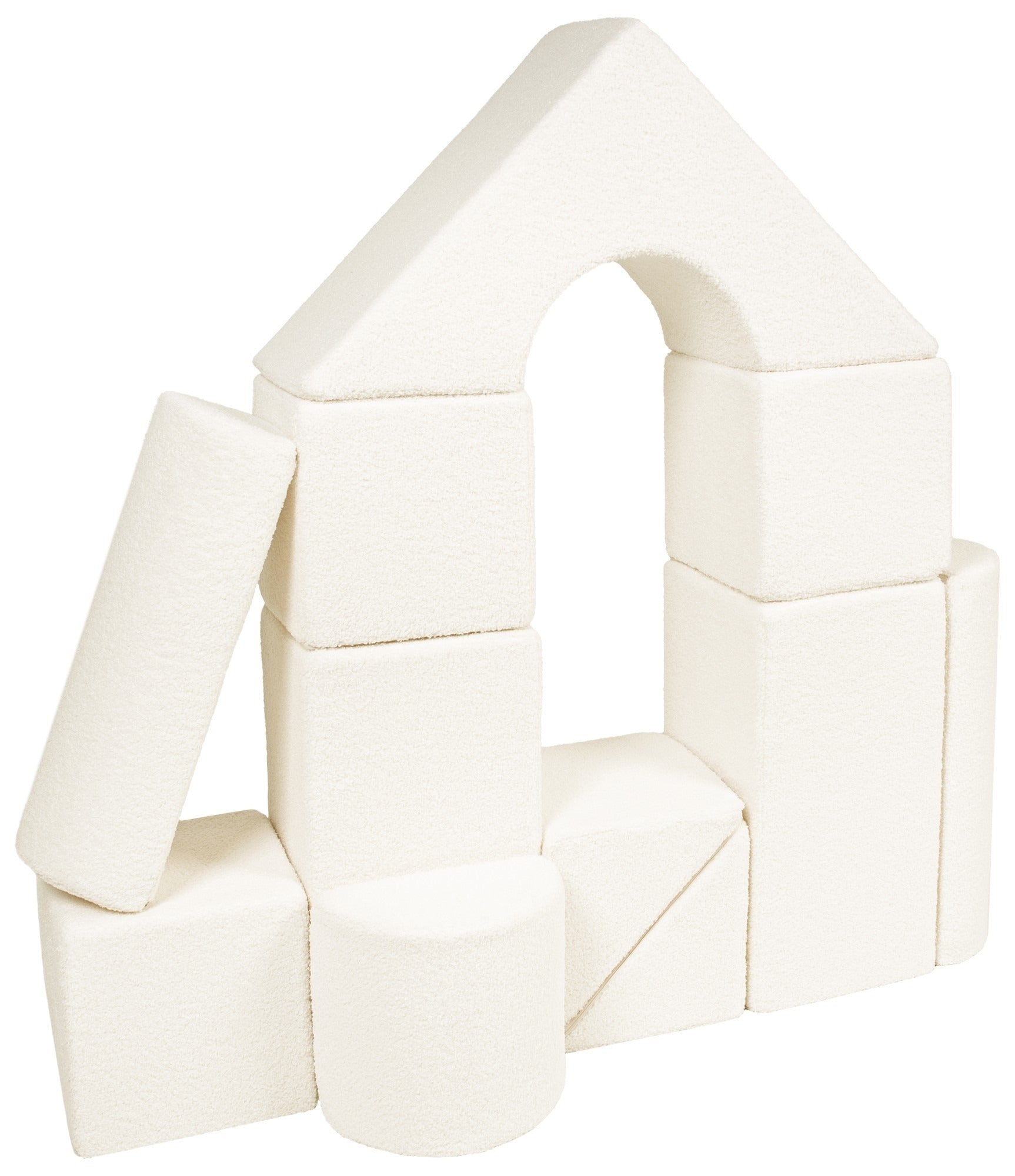 Schloss-Bausteine-Set aus 11 Schaumstoff-Bausteinen, Bouclé Creme