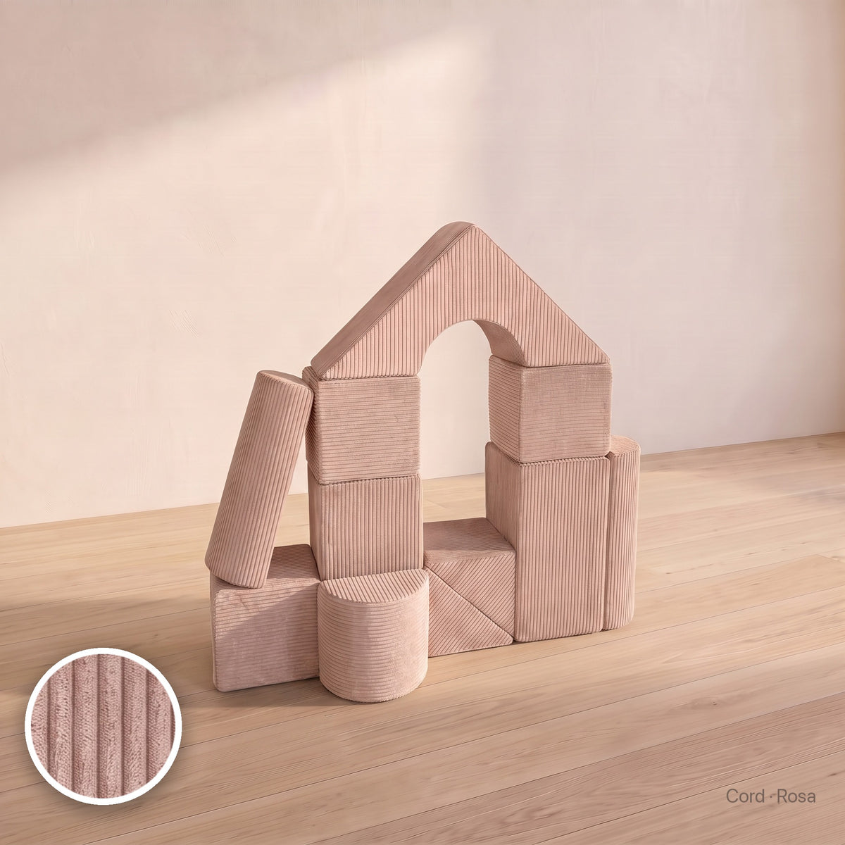 Schloss-Set 11 Schaumstoffbausteine, Cord · Rosa #Farbe_variantenbild