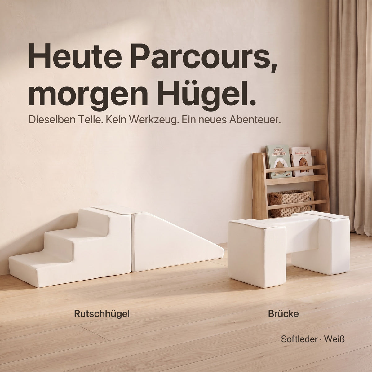 Wuselsteg mit Rutsche: Heute Parcours, morgen Hügel – Rutschhügel und Brücke