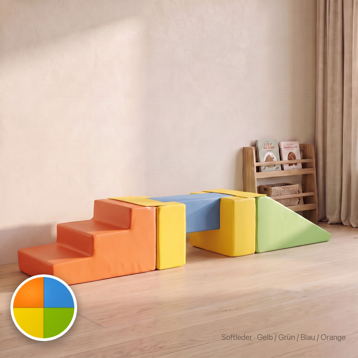Wuselsteg mit Rutsche, Softleder · Gelb / Grün / Blau / Orange #Farbe_variantenbild