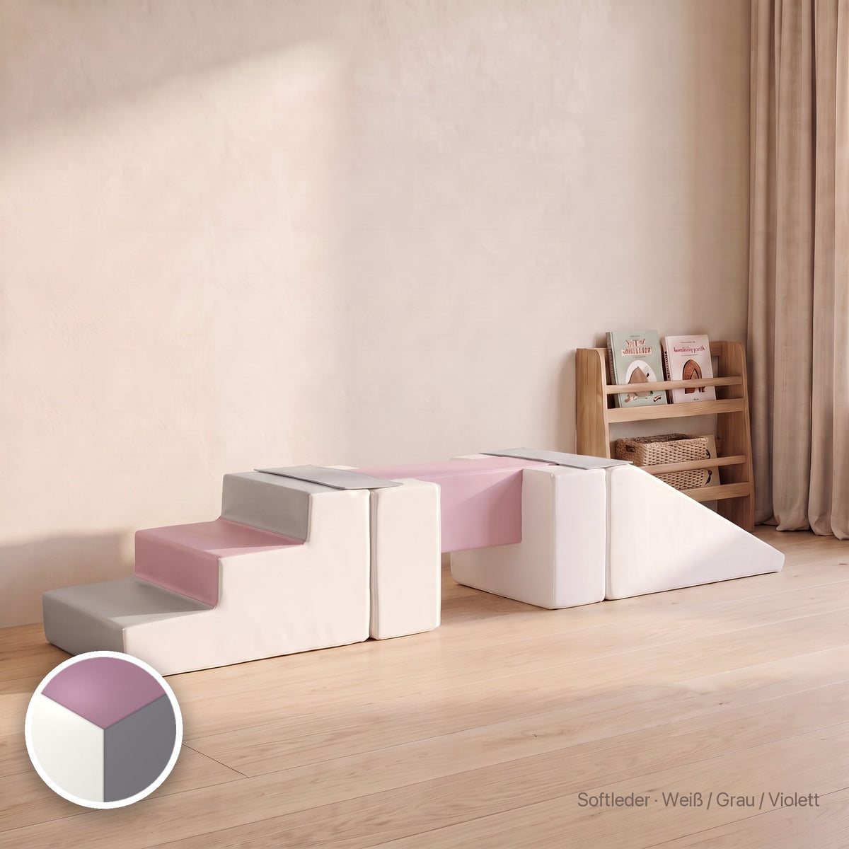 Wuselsteg mit Rutsche, Softleder · Weiß / Grau / Violett #Farbe_variantenbild
