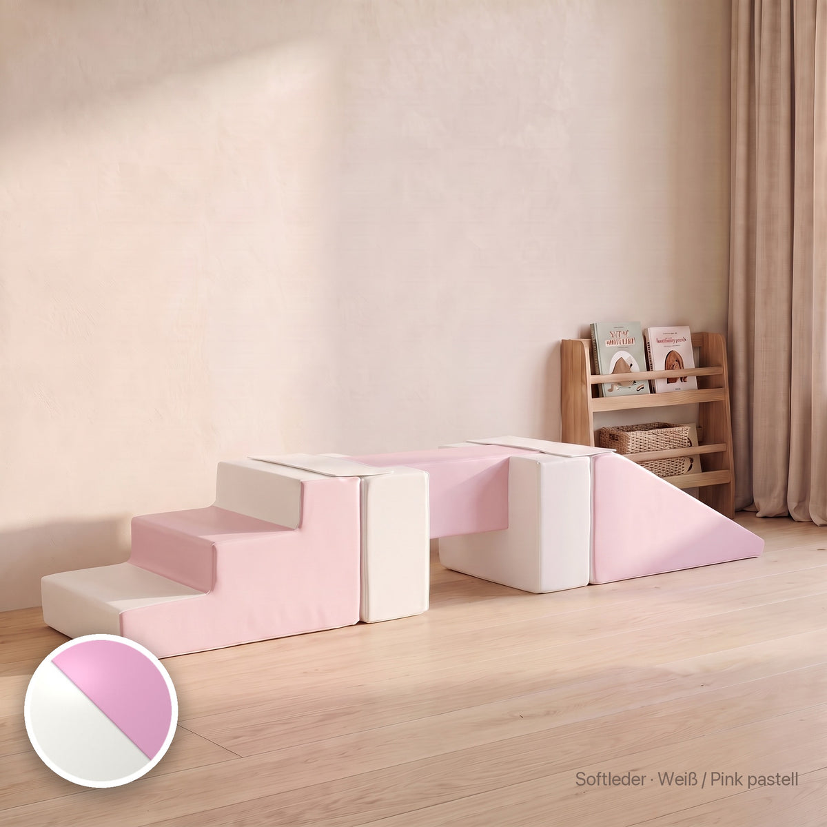 Wuselsteg mit Rutsche, Softleder · Weiß / Pink pastell #Farbe_variantenbild
