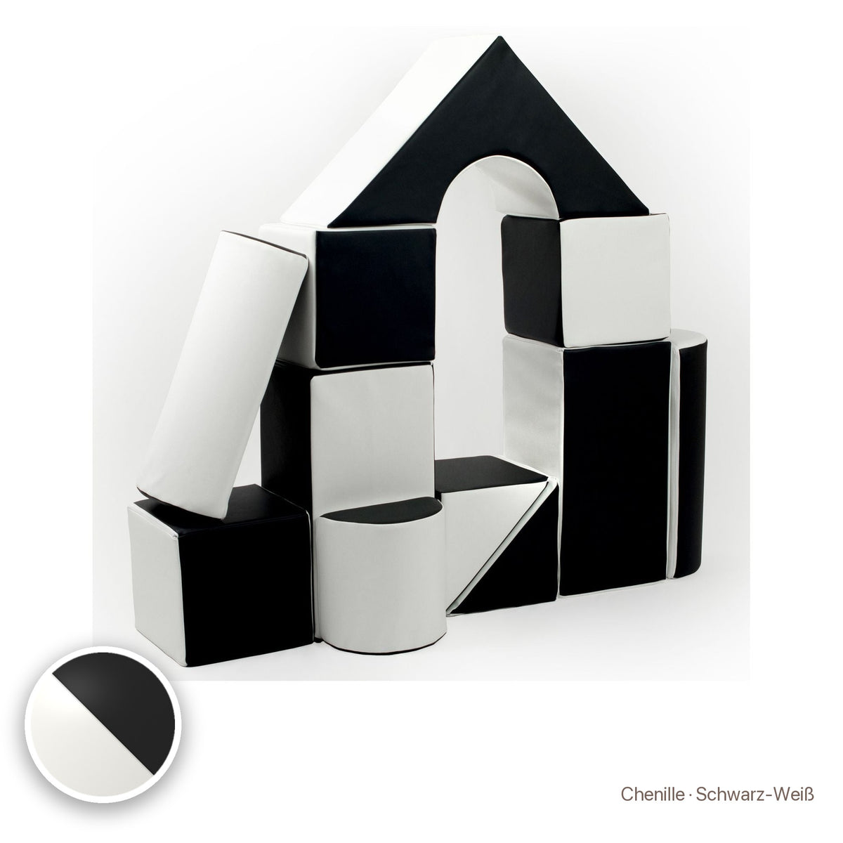 Schloss-Set 11 Schaumstoffbausteine, Chenille · Schwarz-Weiß #Farbe_variantenbild