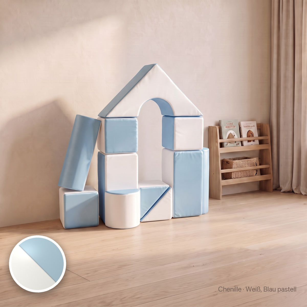Wuselschloss, Chenille · Weiß, Blau pastell #Farbe_variantenbild