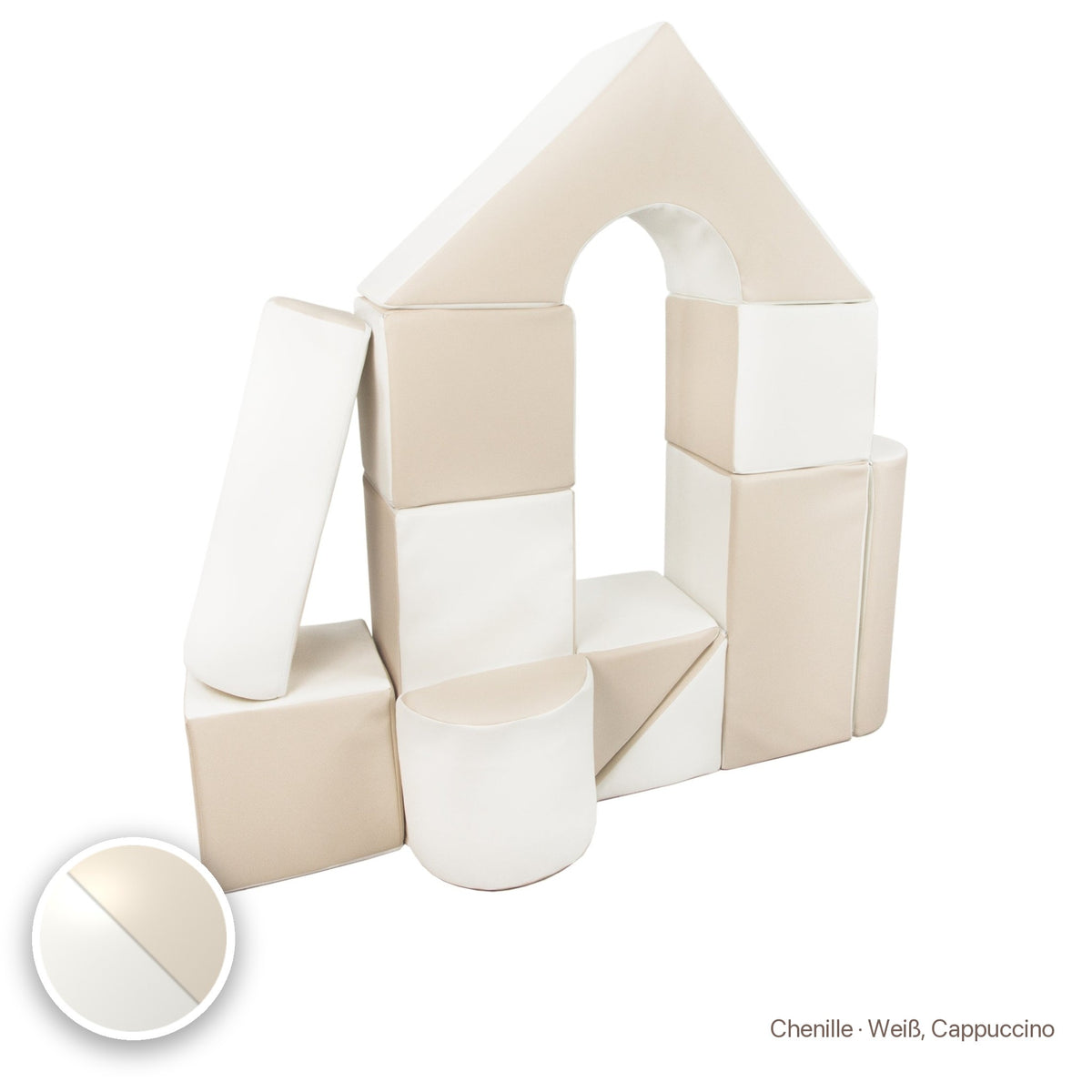 Schloss-Set 11 Schaumstoffbausteine, Chenille · Weiß, Cappuccino #Farbe_variantenbild