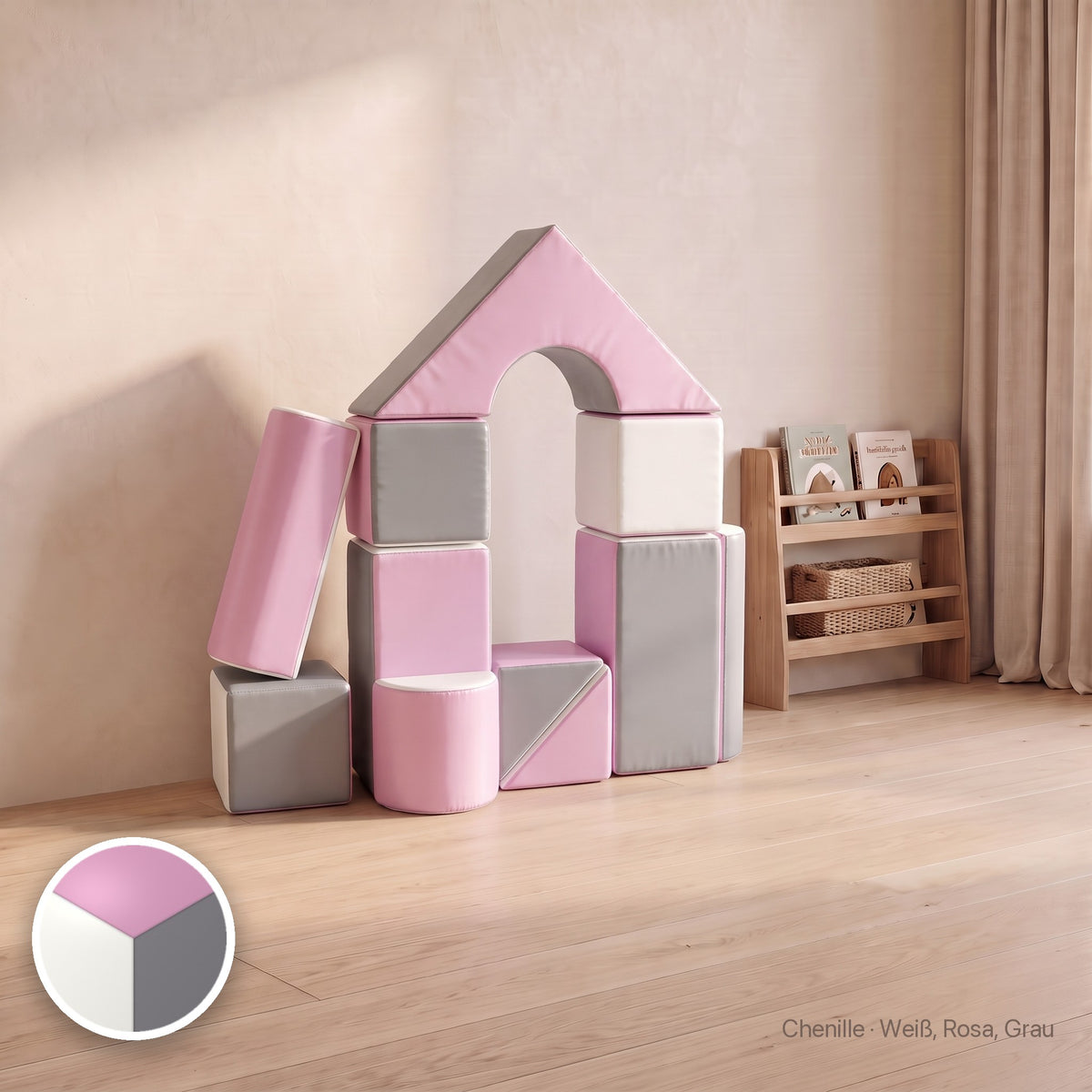 Wuselschloss, Chenille · Weiß, Rosa, Grau #Farbe_variantenbild