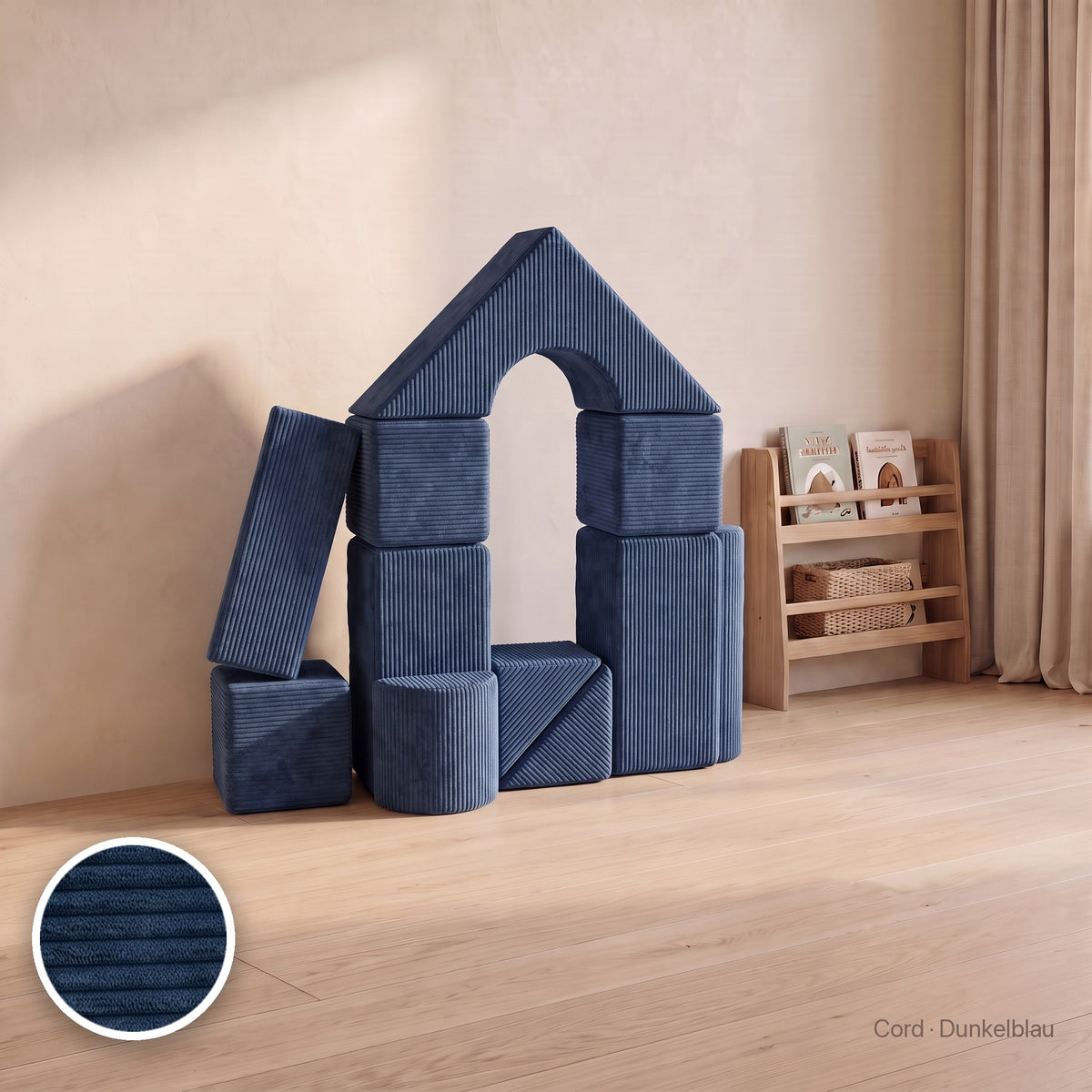 Schloss-Set 11 Schaumstoffbausteine, Cord · Dunkelblau #Farbe_variantenbild