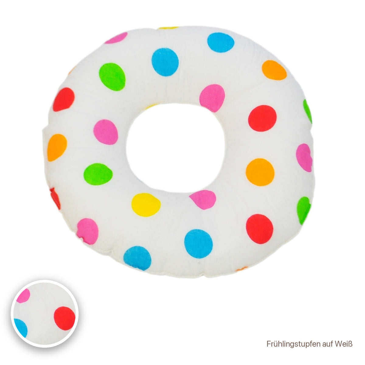 Donut-Kissen, Frühlingstupfen auf Weiß #Farbe_variantenbild