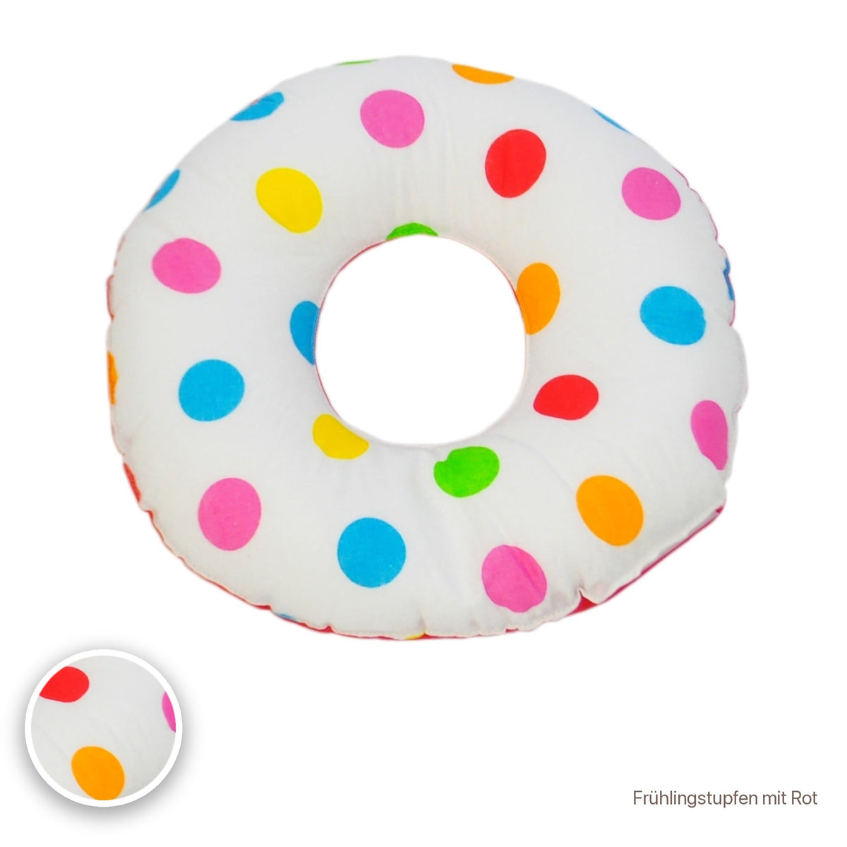 Donut-Kissen, Frühlingstupfen mit Rot #Farbe_variantenbild