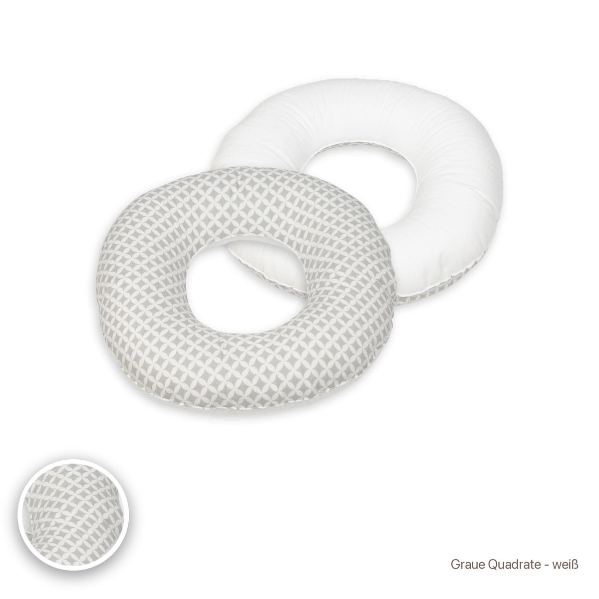 Donut-Kissen, Graue Quadrate - weiß #Farbe_variantenbild