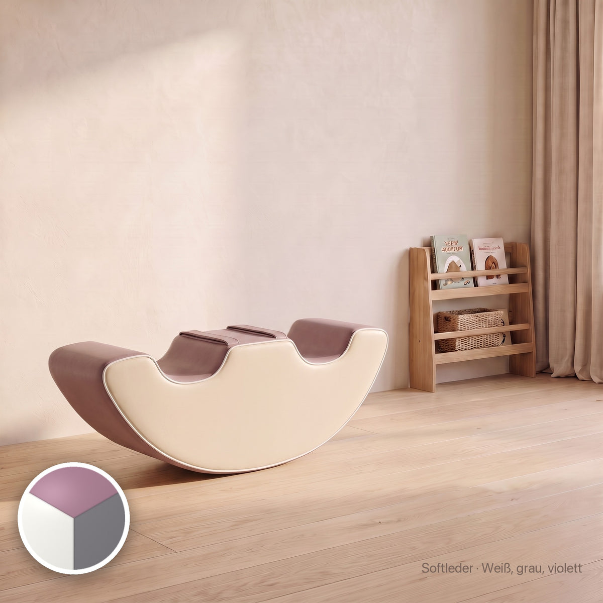 Doppel-Wuselschaukel, Softleder · Weiß, grau, violett #Farbe_variantenbild