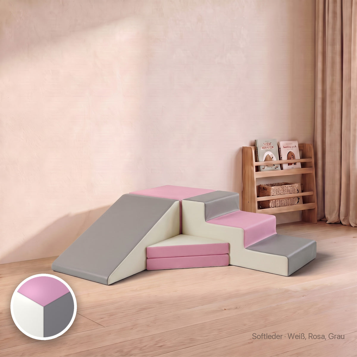 Große Wuselrutsche, Softleder · Weiß, Rosa, Grau #Farbe_variantenbild