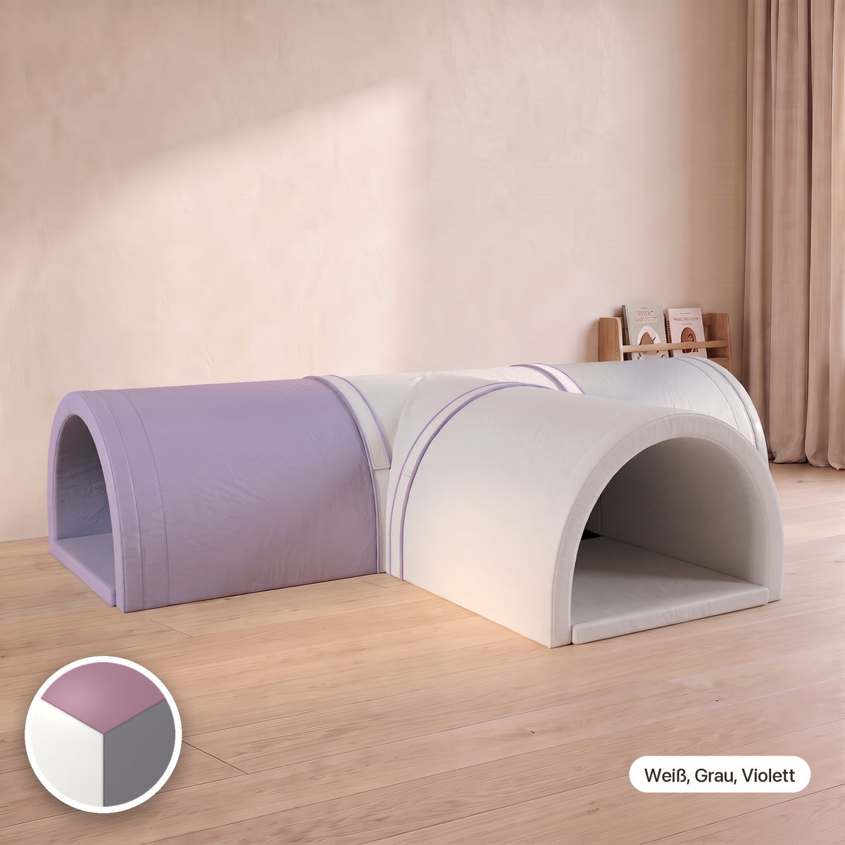 Wuseltunnel 4-teilig, Weiß, Grau, Violett #Farbe_variantenbild