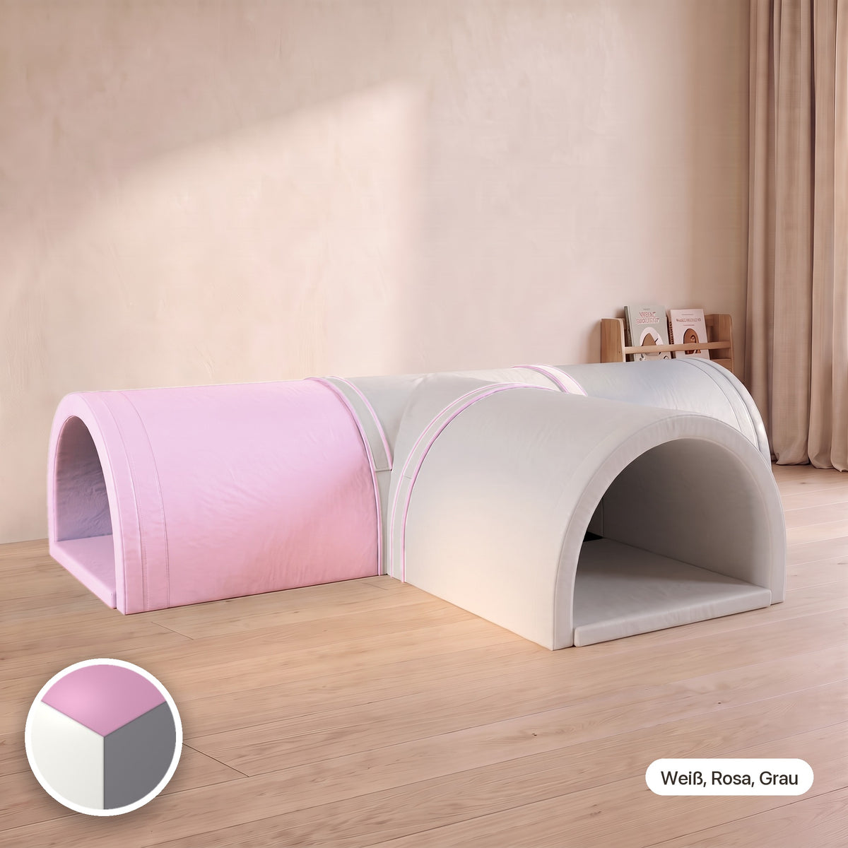 Wuseltunnel 4-teilig, Weiß, Rosa, Grau #Farbe_variantenbild