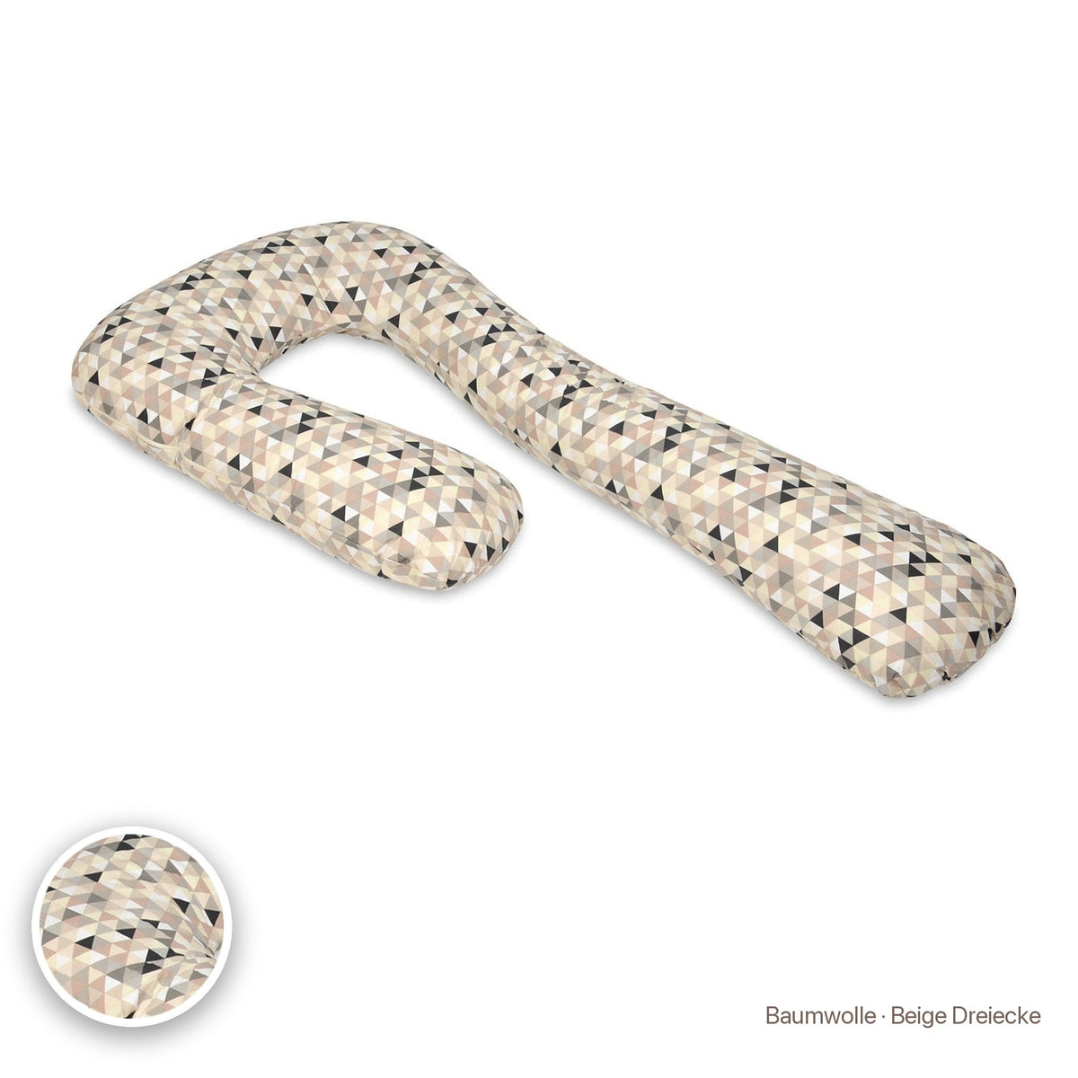 Schwangerschaftskissen 7-Form, Baumwolle · Beige Dreiecke #Farbe_variantenbild