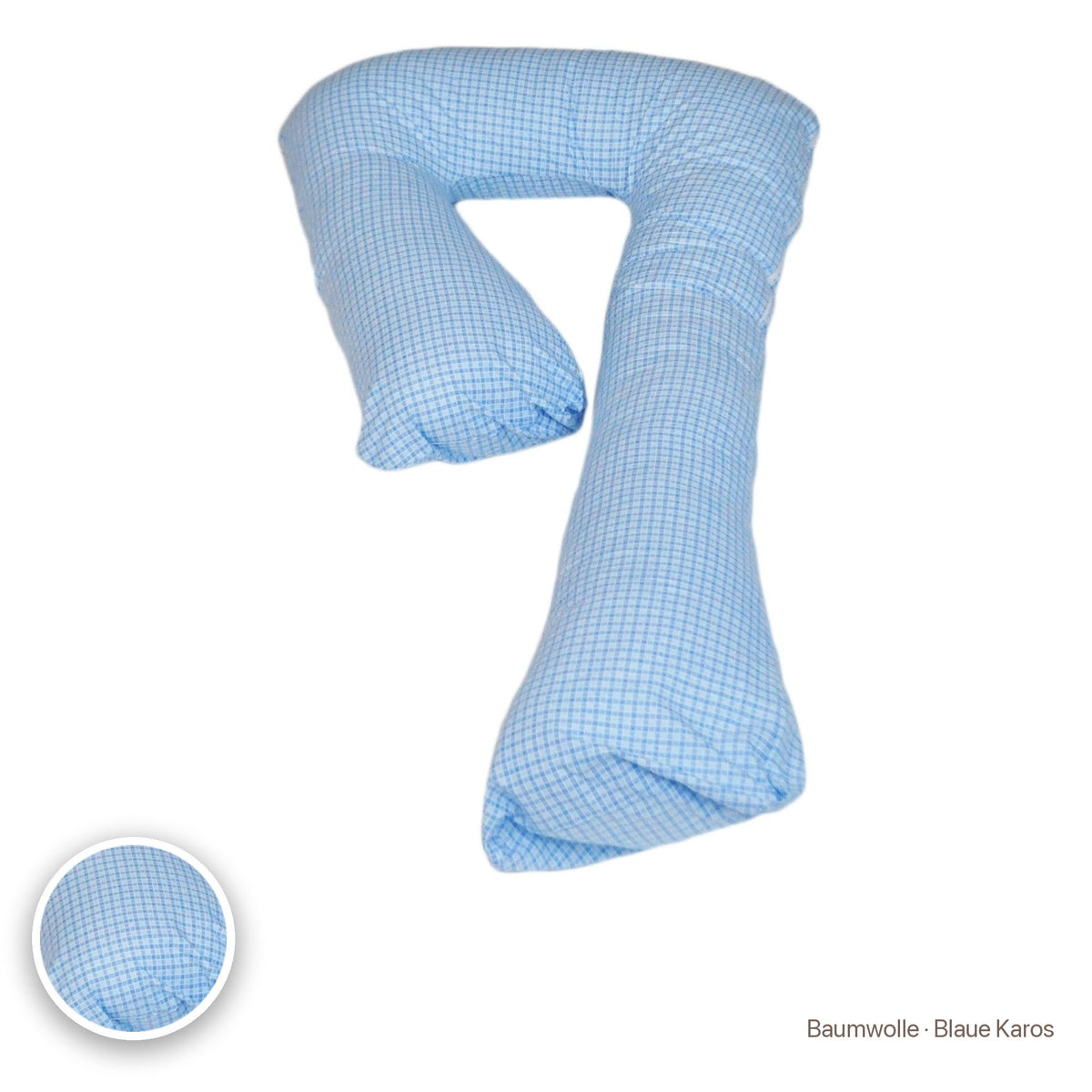 Schwangerschaftskissen 7-Form, Baumwolle · Blaue Karos #Farbe_variantenbild