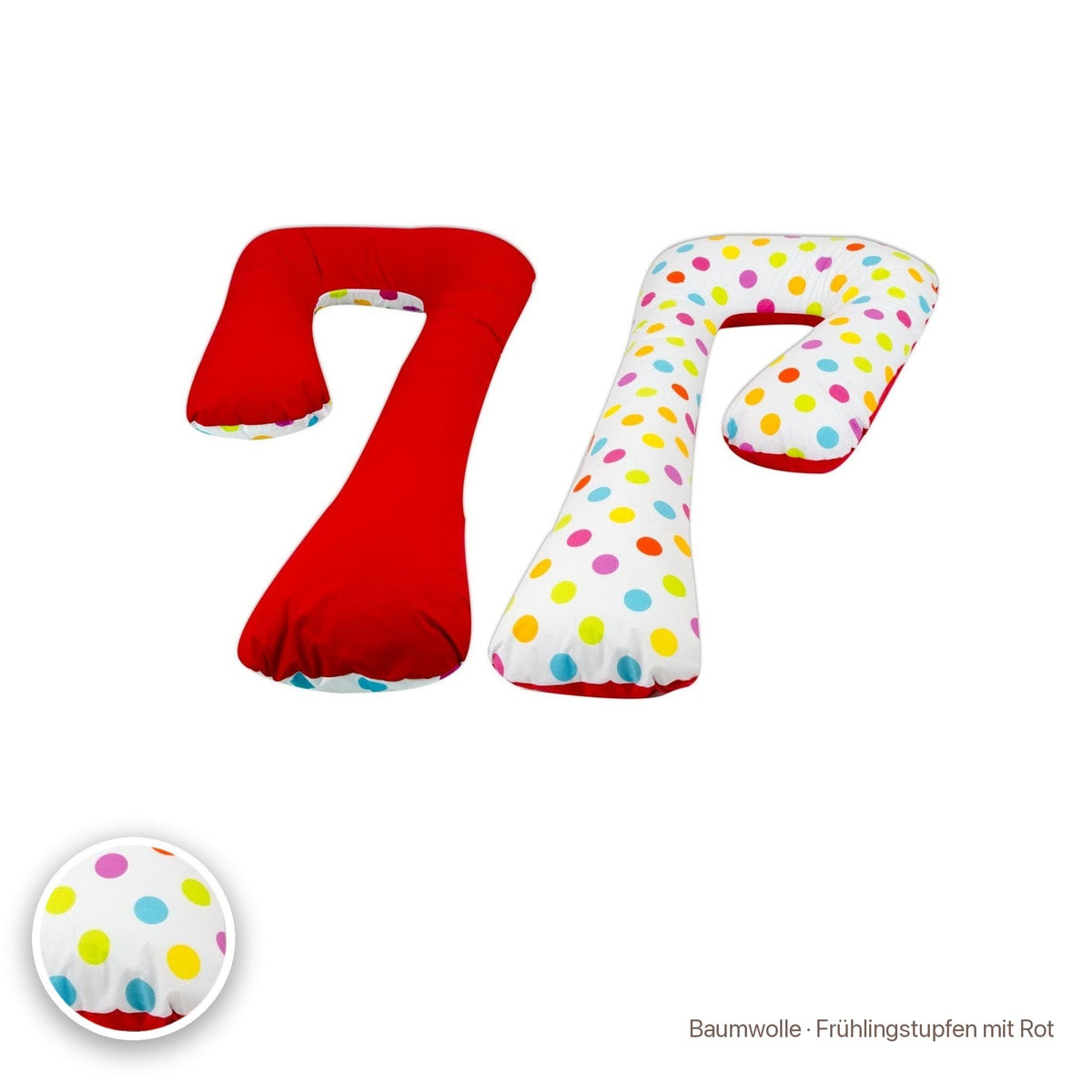 Schwangerschaftskissen 7-Form, Baumwolle · Frühlingstupfen mit Rot #Farbe_variantenbild