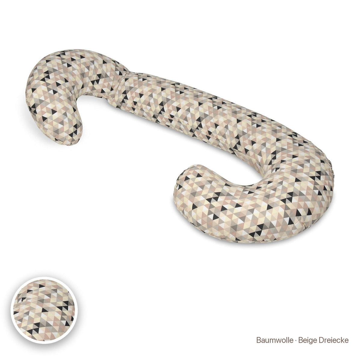 Schwangerschaftskissen C-Form, Baumwolle · Beige Dreiecke #Farbe_variantenbild