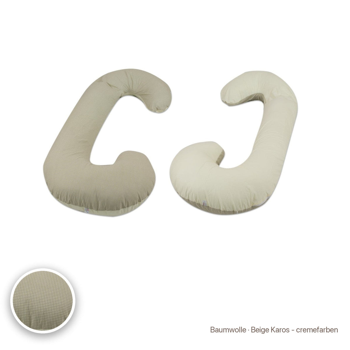 Schwangerschaftskissen C-Form, Baumwolle · Beige Karos - cremefarben #Farbe_variantenbild