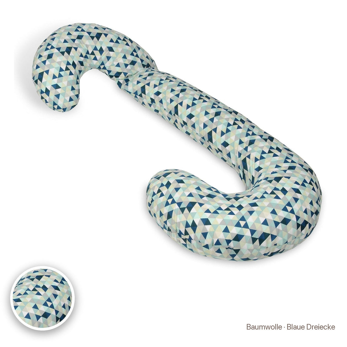 Schwangerschaftskissen C-Form, Baumwolle · Blaue Dreiecke #Farbe_variantenbild