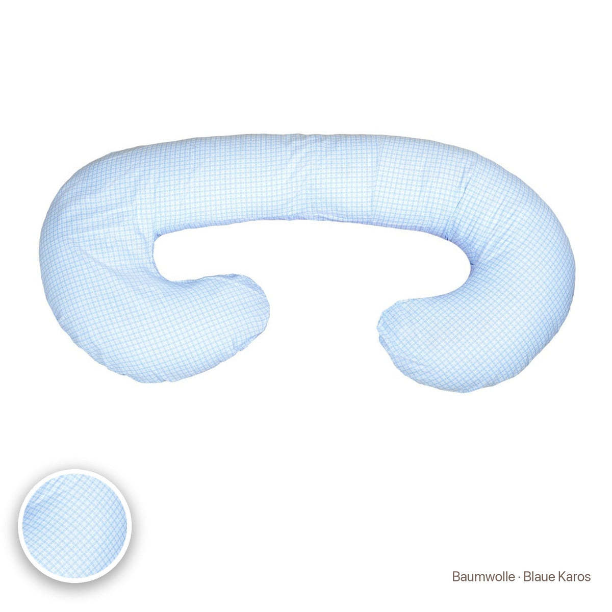 Schwangerschaftskissen C-Form, Baumwolle · Blaue Karos #Farbe_variantenbild