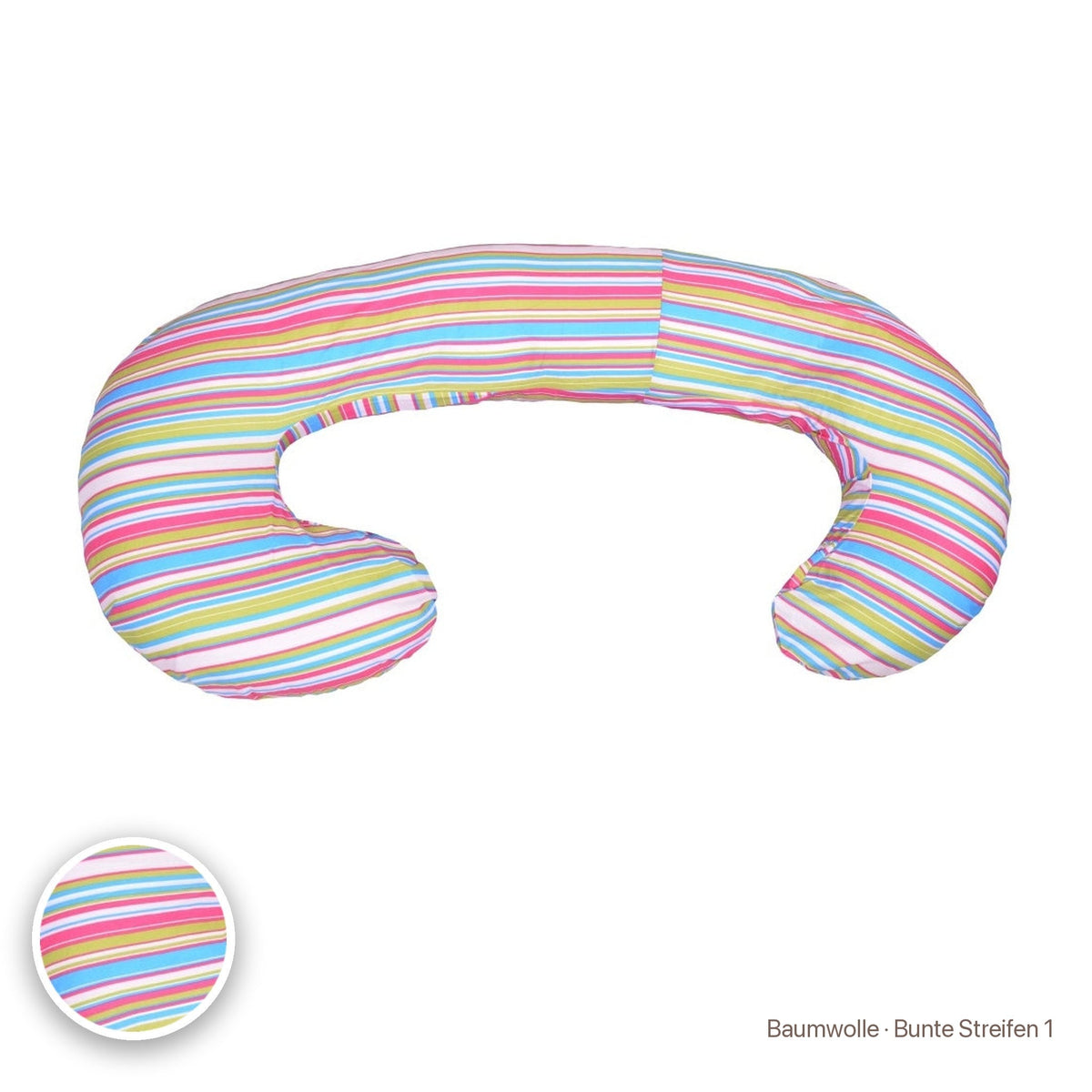 Schwangerschaftskissen C-Form, Baumwolle · Bunte Streifen 1 #Farbe_variantenbild