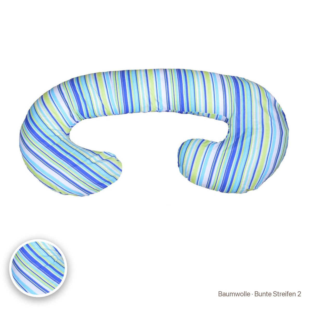 Schwangerschaftskissen C-Form, Baumwolle · Bunte Streifen 2 #Farbe_variantenbild