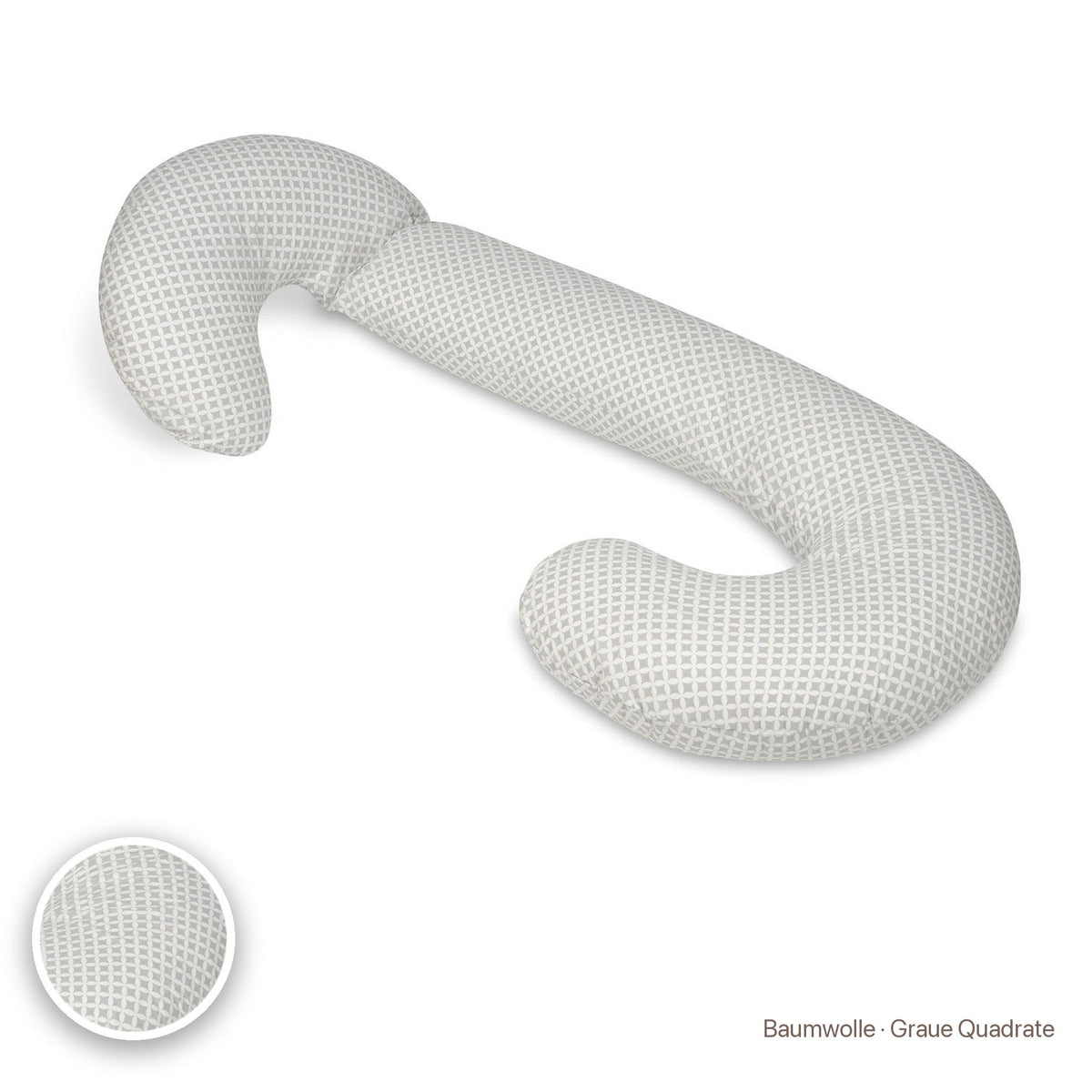 Schwangerschaftskissen C-Form, Baumwolle · Graue Quadrate #Farbe_variantenbild