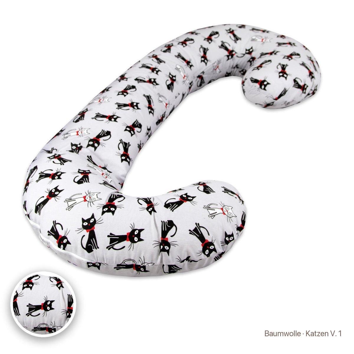 Schwangerschaftskissen C-Form, Baumwolle · Katzen V. 1 #Farbe_variantenbild