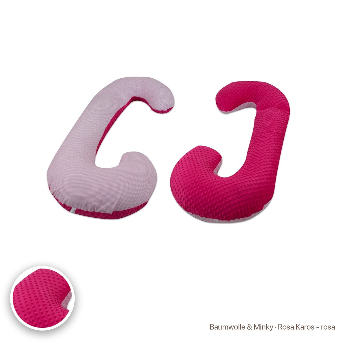Schwangerschaftskissen C-Form, Baumwolle & Minky · Rosa Karos - rosa #Farbe_variantenbild
