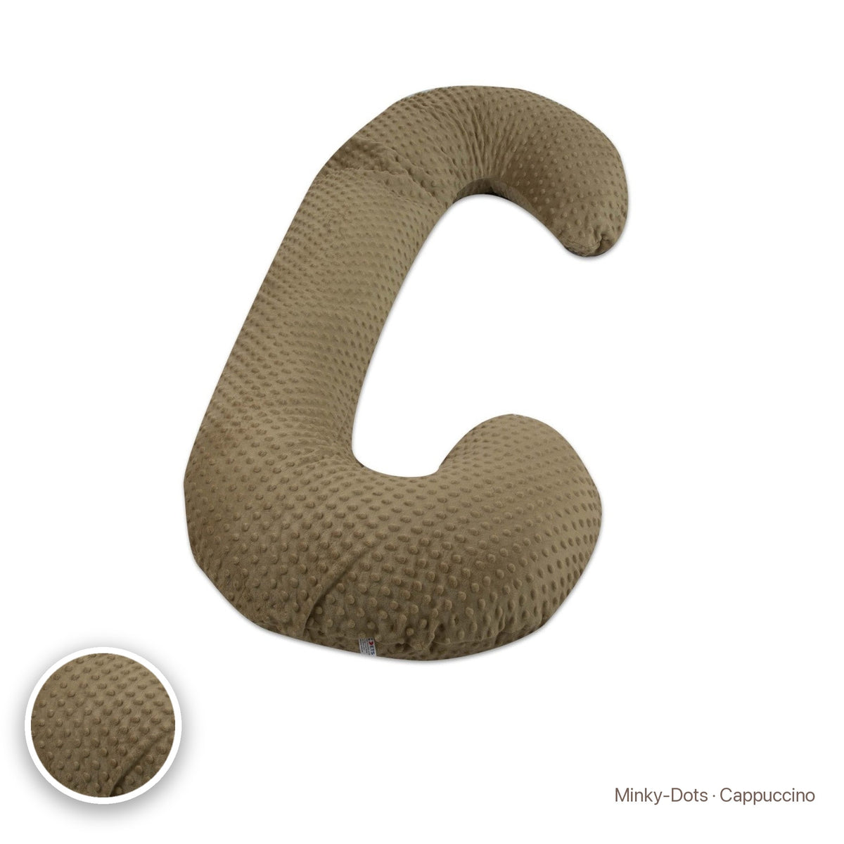 Schwangerschaftskissen C-Form, Minky-Dots · Cappuccino #Farbe_variantenbild