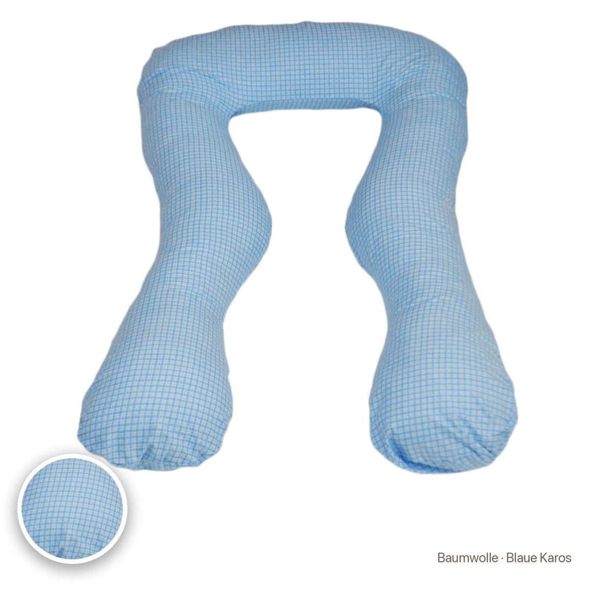 Schwangerschaftskissen U-Form, Baumwolle · Blaue Karos #Farbe_variantenbild