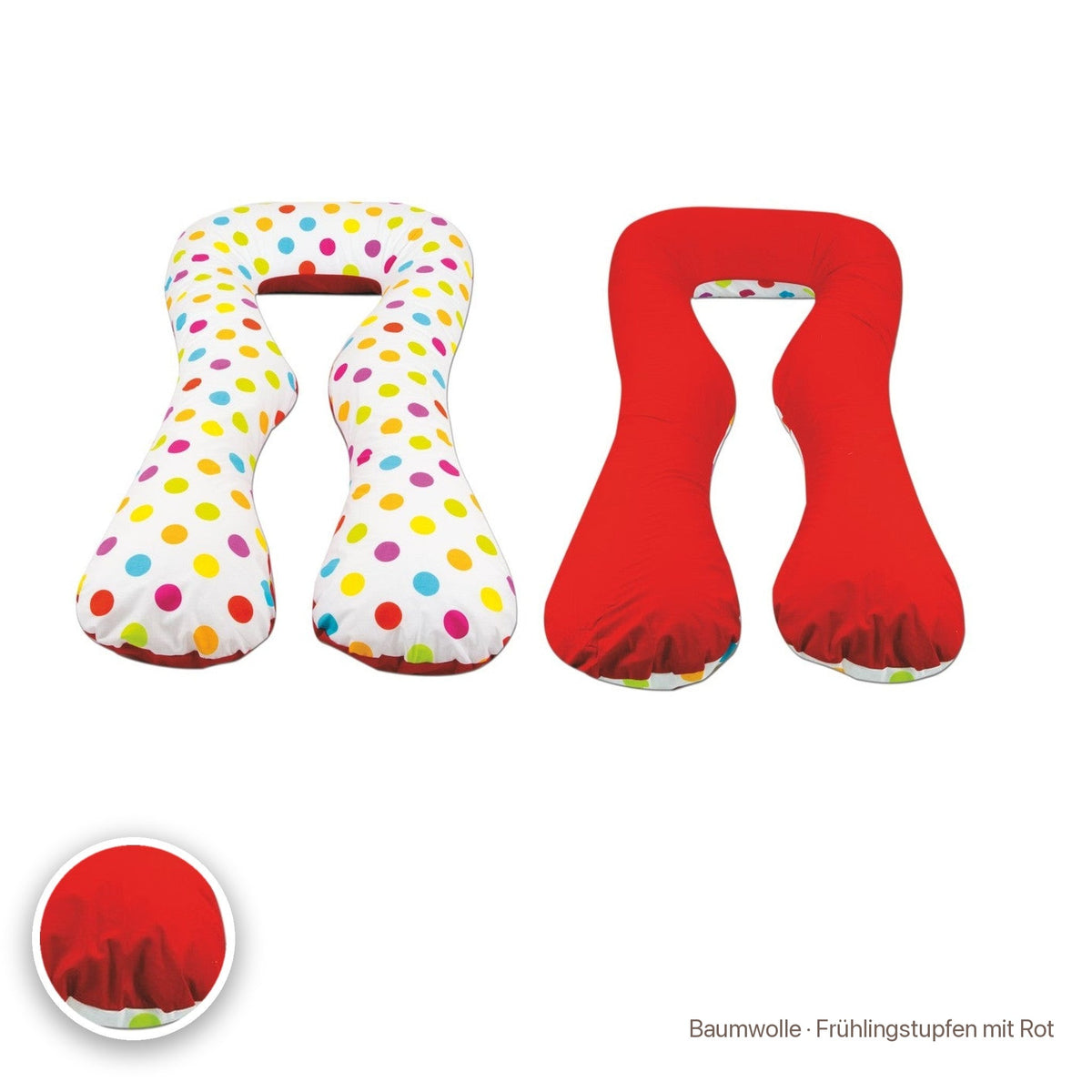 Schwangerschaftskissen U-Form, Baumwolle · Frühlingstupfen mit Rot #Farbe_variantenbild
