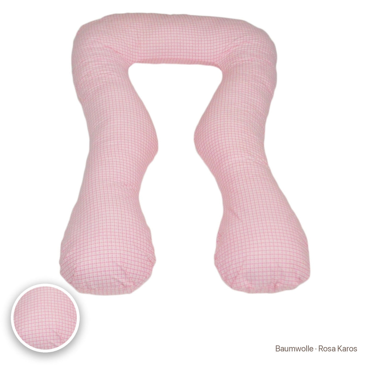 Schwangerschaftskissen U-Form, Baumwolle · Rosa Karos #Farbe_variantenbild