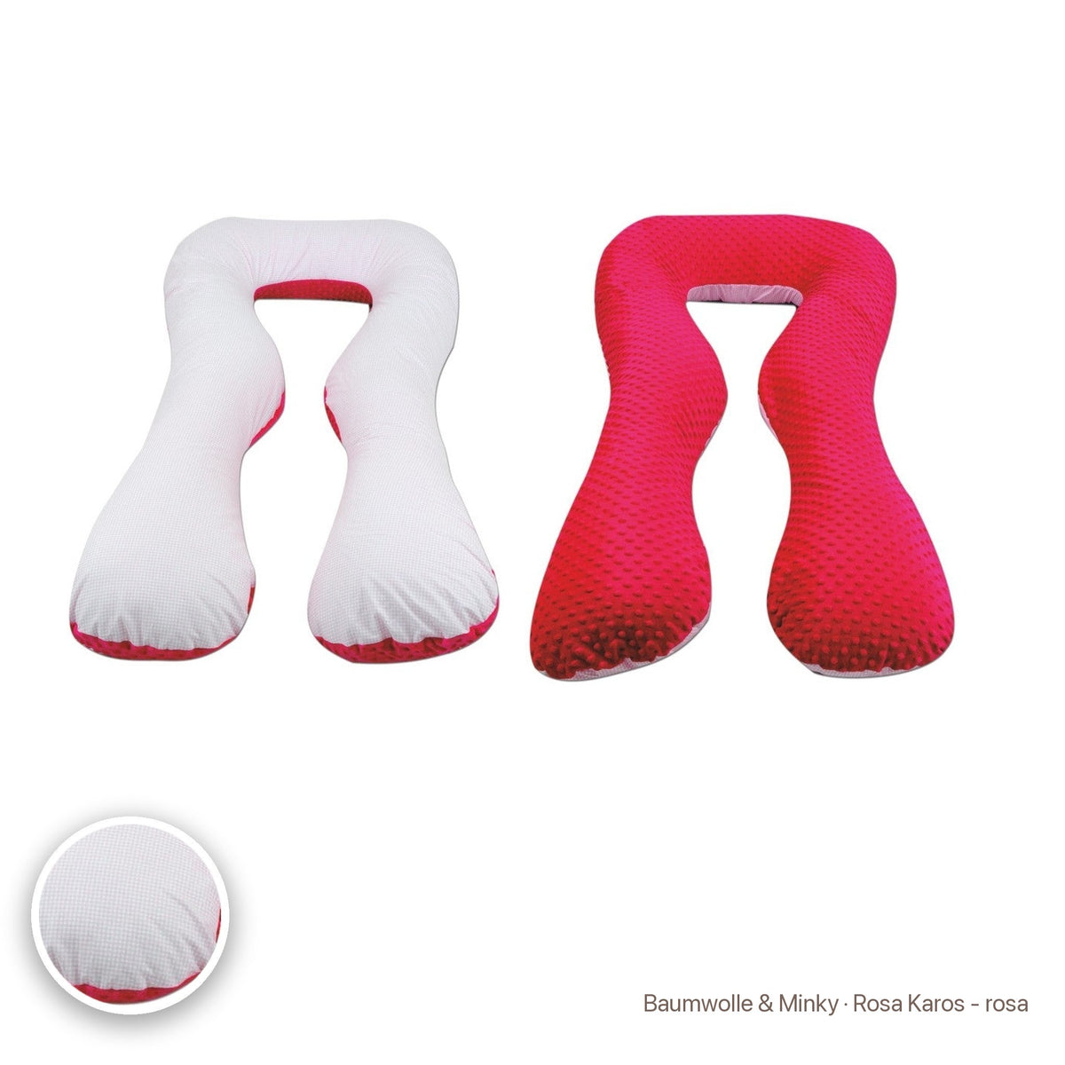Schwangerschaftskissen U-Form, Baumwolle & Minky · Rosa Karos - rosa #Farbe_variantenbild