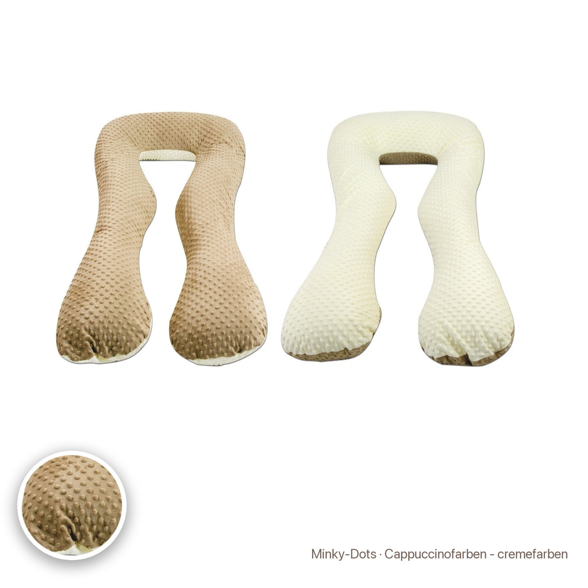Schwangerschaftskissen U-Form, Minky-Dots · Cappuccinofarben - cremefarben #Farbe_variantenbild