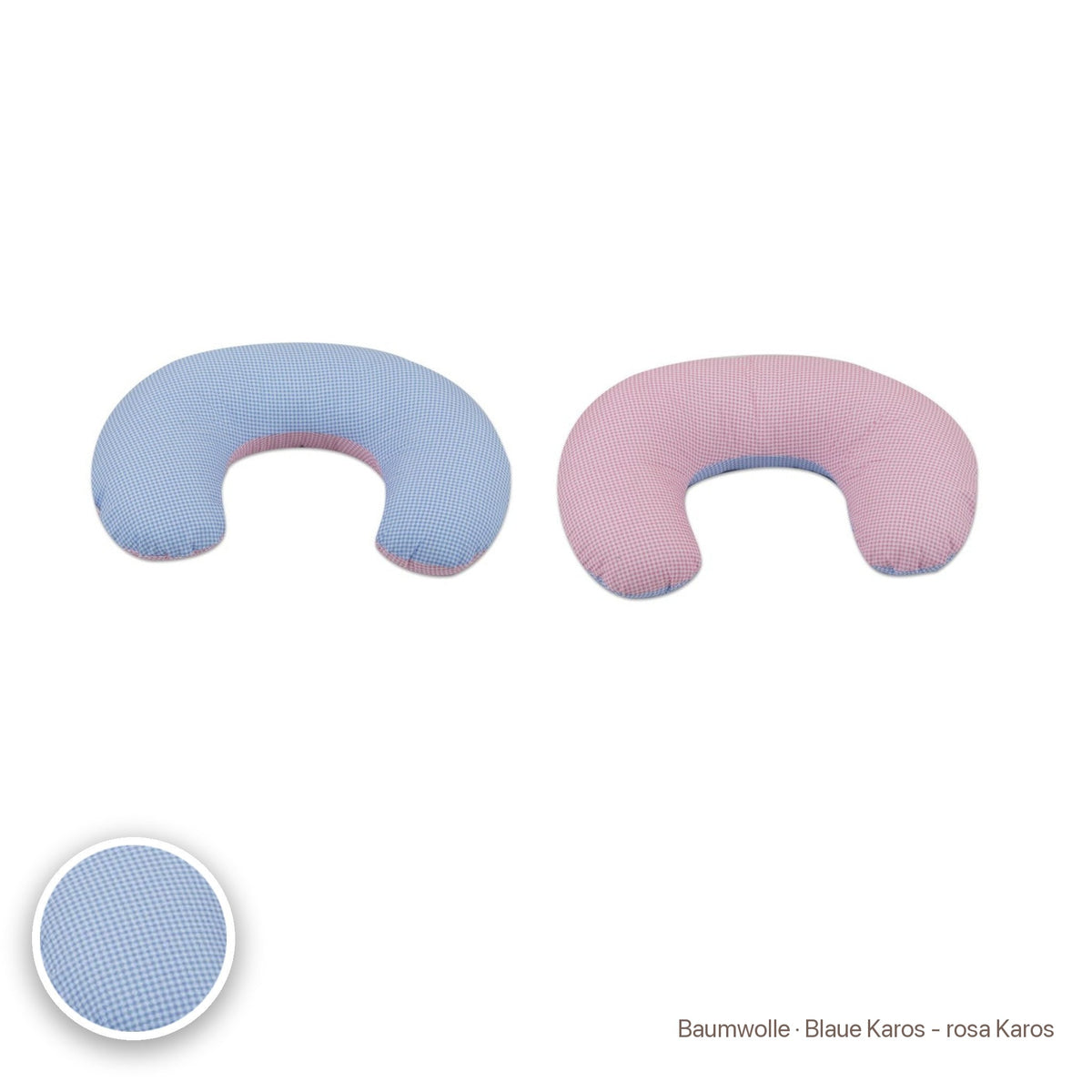 Kleines Stillkissen, Baumwolle · Blaue Karos - rosa Karos #Farbe_variantenbild