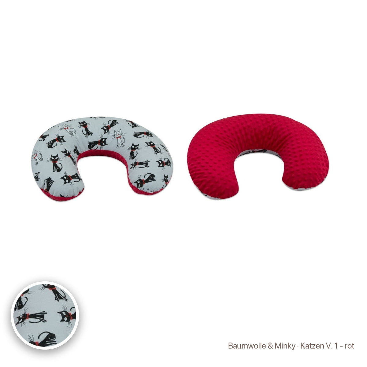 Kleines Stillkissen, Baumwolle & Minky · Katzen V. 1 - rot #Farbe_variantenbild