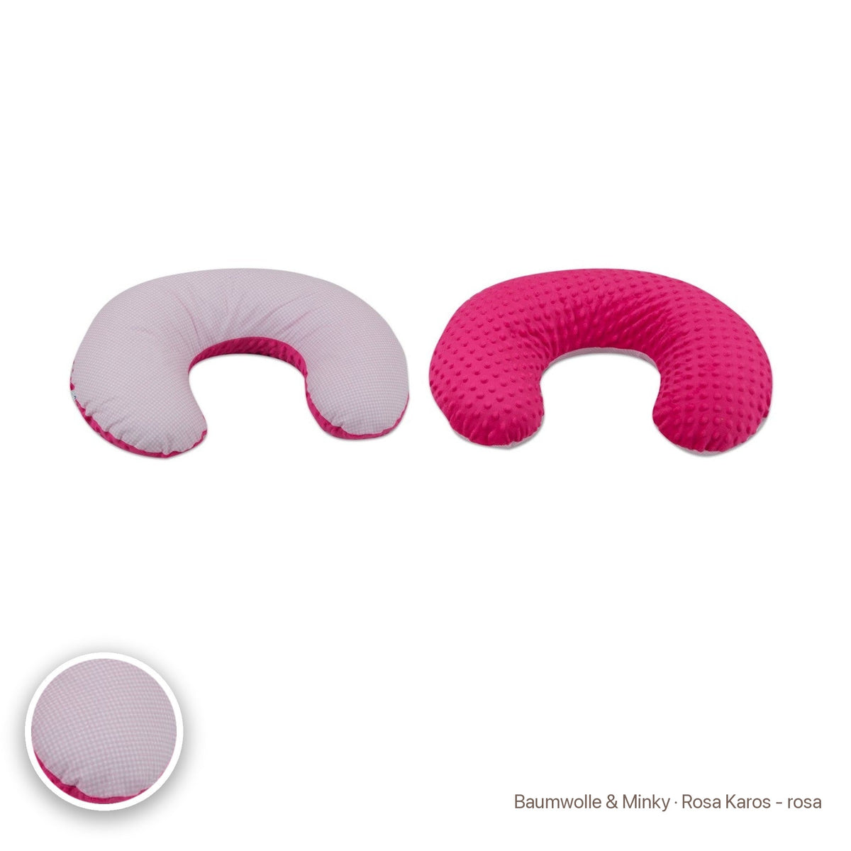 Kleines Stillkissen, Baumwolle & Minky · Rosa Karos - rosa #Farbe_variantenbild