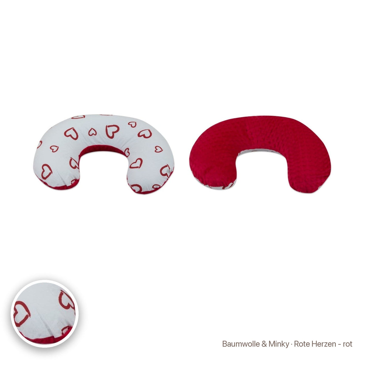 Kleines Stillkissen, Baumwolle & Minky · Rote Herzen - rot #Farbe_variantenbild