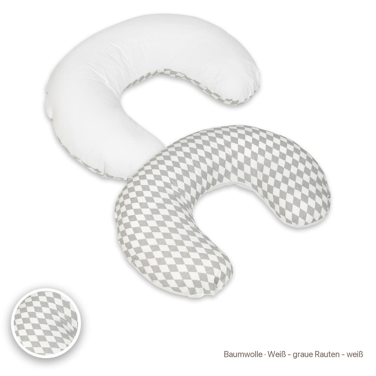 Kleines Stillkissen, Baumwolle · Weiß - graue Rauten - weiß #Farbe_variantenbild