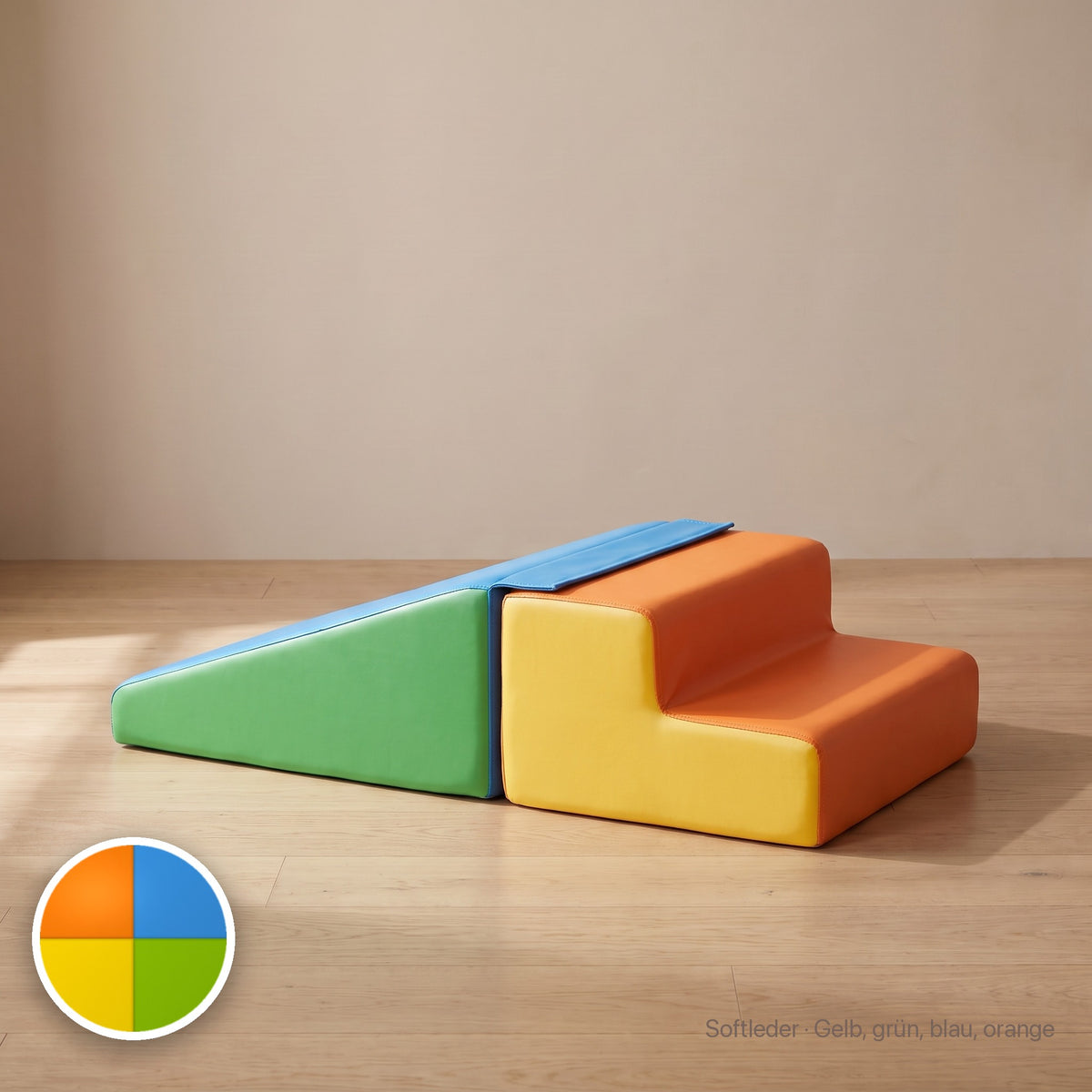 Wuselrutsche & Treppen-Set, Softleder · Gelb / Grün / Blau / Orange #Farbe_variantenbild